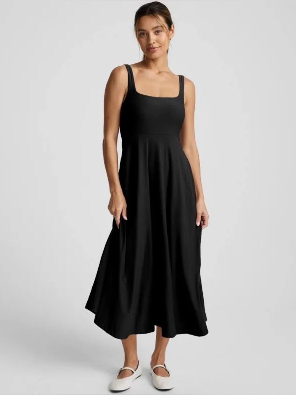 Beyond Yoga Featherweight At The Ready Square Neck Midi Dress